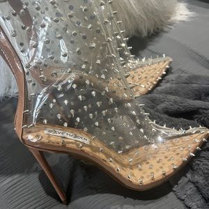 Brand new Steve Madden clear / studded high boot size 6 M